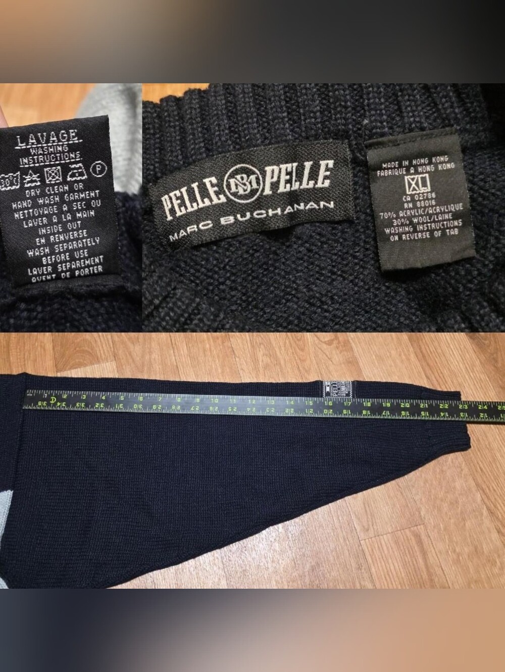 Vintage Pelle Pelle Marc Buchanan Knit Sweater 90s Y2K Embroidered Wool Blend XL - Picture 5 of 8